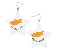 Boucles d'oreilles en cuir blanc tendance pour femme - Drapeau de Chypre Imprimer Bijoux Pendentifs Faveurs de fête, Simple Hoop Pendentifs, One Size, Cuir, Pas de gemme