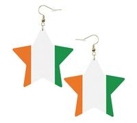 Boucles d'oreilles en cuir blanc tendance pour femme - Drapeau de la Côte d'Ivoire - Bijoux pendants, cadeaux de fête, pendentifs simples créoles, One Size, Cuir, Pas de gemme