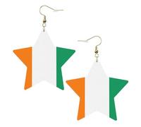 Boucles d'oreilles en cuir blanc tendance pour femme - Drapeau de la Côte d'Ivoire Imprimée Bijoux Pendentifs Faveurs de fête Simple Hoop Pendentifs, One Size, Cuir, Pas de gemme