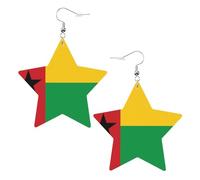Boucles d'oreilles en cuir blanc tendance pour femme - Drapeau de la Guinée-Bissau - Bijoux pendants, cadeaux de fête, simples pendentifs créoles, One Size, Cuir, Pas de gemme