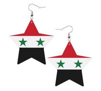 Boucles d'oreilles en cuir blanc tendance pour femme - Drapeau de la République arabe syrienne - Bijoux pendants, cadeaux de fête, simples pendentifs créoles, One Size, Cuir, Pas de gemme