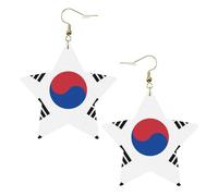 Boucles d'oreilles en cuir blanc tendance pour femme - Drapeau de la République de Corée - Pendentifs légers et tendance, One Size, Cuir, Pas de gemme