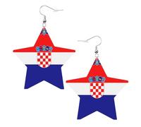 Boucles d'oreilles en cuir blanc tendance pour femme - Drapeau de la République de Croatie - Bijoux pendants, cadeaux de fête, pendentifs simples créoles, One Size, Cuir, Pas de gemme