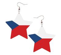 Boucles d'oreilles en cuir blanc tendance pour femme - Drapeau de la République tchèque imprimé bijoux pendants, cadeaux de fête, pendentifs simples créoles, One Size, Cuir, Pas de gemme