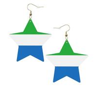 Boucles d'oreilles en cuir blanc tendance pour femme - Drapeau de la Sierra Leone - Pendentifs créoles légers et tendance, One Size, Cuir, Pas de gemme