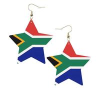 Boucles d'oreilles en cuir blanc tendance pour femme - Drapeau de l'Afrique du Sud Imprimer Bijoux Pendentifs, Cadeaux de fête, Pendentifs Créoles simples, One Size, Cuir, Pas de gemme