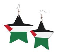 Boucles d'oreilles en cuir blanc tendance pour femme - Drapeau de l'Etat de Palestine Imprimer Dangle Bijoux, Léger Accessoire de Mode, taille unique, Cuir