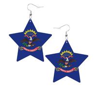 Boucles d'oreilles en cuir blanc tendance pour femme - Drapeau de l'État du Dakota du Nord - Pendentifs légers et tendance, taille unique, Cuir, Pas de gemme