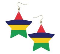 Boucles d'oreilles en cuir blanc tendance pour femme - Drapeau de l'île Maurice - Bijoux pendants, léger, accessoire de mode, taille unique, Cuir