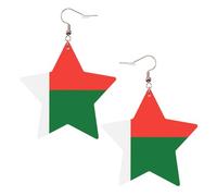 Boucles d'oreilles en cuir blanc tendance pour femme - Drapeau de Madagascar Imprimer Bijoux Pendentifs Créoles Légères Mode, One Size, Cuir, Pas de gemme