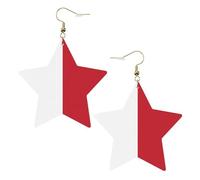Boucles d'oreilles en cuir blanc tendance pour femme - Drapeau de Malte Imprimer Bijoux Pendentifs Faveurs de fête Simple Hoop Pendentifs, One Size, Cuir, Pas de gemme