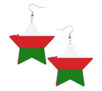Boucles d'oreilles en cuir blanc tendance pour femme - Drapeau d'Oman - Bijoux pendants, cadeaux de fête, pendentifs simples créoles, One Size, Cuir, Pas de gemme