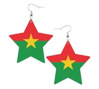 Boucles d'oreilles en cuir blanc tendance pour femme - Drapeau du Burkina Faso imprimé bijoux pendants, cadeaux de fête, pendentifs simples créoles, One Size, Cuir, Pas de gemme