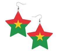 Boucles d'oreilles en cuir blanc tendance pour femme - Drapeau du Burkina Faso Imprimer Dangle Bijoux, léger accessoire de mode, taille unique, Cuir