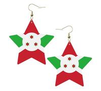Boucles d'oreilles en cuir blanc tendance pour femme - Drapeau du Burundi - Pendentifs créoles légers et tendance, taille unique, Cuir, Pas de gemme