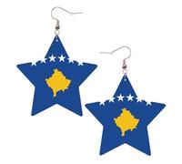 Boucles d'oreilles en cuir blanc tendance pour femme - Drapeau du Kosovo imprimé bijoux pendants, cadeaux de fête, pendentifs simples créoles, One Size, Cuir, Pas de gemme