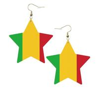 Boucles d'oreilles en cuir blanc tendance pour femme - Drapeau du Mali imprimé bijoux pendants, cadeaux de fête, simples pendentifs créoles, taille unique, Cuir, Pas de gemme