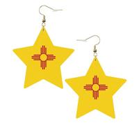 Boucles d'oreilles en cuir blanc tendance pour femme - Drapeau du Nouveau-Mexique imprimé bijoux pendants, cadeaux de fête, pendentifs simples créoles, One Size, Cuir, Pas de gemme