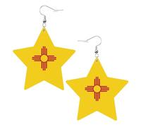 Boucles d'oreilles en cuir blanc tendance pour femme - Drapeau du Nouveau-Mexique Imprimer Bijoux Pendentifs Créoles Mode Léger, One Size, Cuir, Pas de gemme