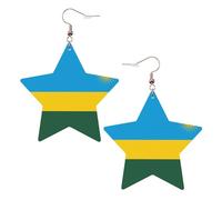 Boucles d'oreilles en cuir blanc tendance pour femme - Drapeau du Rwanda imprimé bijoux pendants, cadeaux de fête, pendentifs simples créoles, One Size, Cuir, Pas de gemme