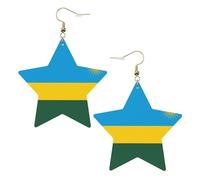 Boucles d'oreilles en cuir blanc tendance pour femme - Drapeau du Rwanda imprimé bijoux pendants, cadeaux de fête, pendentifs simples créoles, One Size, Cuir, Pas de gemme