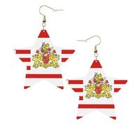 Boucles d'oreilles en cuir blanc tendance pour femme - Drapeau du Sénat de Brême imprimé bijoux pendants, cadeaux de fête, pendentifs simples créoles, One Size, Cuir, Pas de gemme