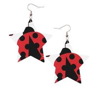 Boucles d'oreilles en cuir blanc tendance pour femme - Drôle de coccinelles imprimées bijoux, pendentifs créoles légers et tendance, taille unique, Cuir