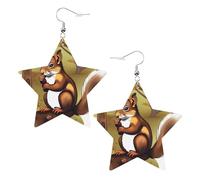 Boucles d'oreilles en cuir blanc tendance pour femme - Écureuil mangeur de noix - Bijoux pendants, cadeaux de fête, pendentifs simples créoles, One Size, Cuir, Pas de gemme