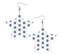 Boucles d'oreilles en cuir blanc tendance pour femme - Etoile - Bijoux pendants imprimés mauvais yeux - Accessoire de mode léger, taille unique, Cuir