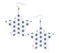Boucles d'oreilles en cuir blanc tendance pour femme - Etoile - Bijoux pendants imprimés mauvais yeux - Accessoire de mode léger, taille unique, Cuir