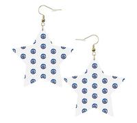 Boucles d'oreilles en cuir blanc tendance pour femme - Etoile - Bijoux pendants imprimés mauvais yeux - Accessoire de mode léger, taille unique, Cuir