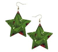 Boucles d'oreilles en cuir blanc tendance pour femme - Feuilles et coccinelles - Pendentifs créoles à la mode légers, taille unique, Cuir