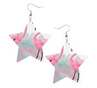 Boucles d'oreilles en cuir blanc tendance pour femme - Flamant rose imprimé bijoux pendants, cadeaux de fête, pendentifs simples créoles, One Size, Cuir, Pas de gemme