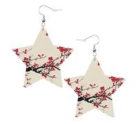 Boucles d'oreilles en cuir blanc tendance pour femme - Fleur de cerisier japonais imprimé floral bijoux pendantes, accessoire de mode léger, taille unique, Cuir