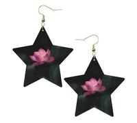 Boucles d'oreilles en cuir blanc tendance pour femme - Fleur de lotus imprimé bijoux pendants, léger, accessoire de mode, taille unique, Cuir