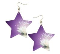 Boucles d'oreilles en cuir blanc tendance pour femme - Fleur de lotus violet - Pendentifs créoles légers et tendance, taille unique, Cuir