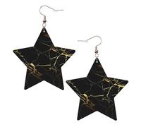 Boucles d'oreilles en cuir blanc tendance pour femme - Fond noir et doré - Pendentifs créoles légers et tendance, taille unique, Cuir