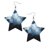 Boucles d'oreilles en cuir blanc tendance pour femme - Gothique Happy Halloween Print Dangle Bijoux, Pendentifs Créoles Mode Léger, taille unique, Cuir