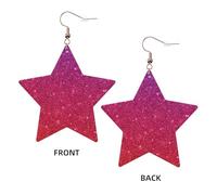 Boucles d'oreilles en cuir blanc tendance pour femme - Gradient Sequin Sparkle Print Dangle Jewelry, pendentifs créoles à la mode légers, taille unique, Cuir