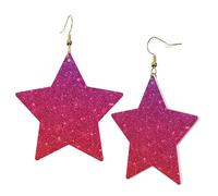 Boucles d'oreilles en cuir blanc tendance pour femme - Gradient Sequin Sparkle Print Dangle Jewelry, pendentifs créoles à la mode légers, taille unique, Cuir