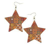 Boucles d'oreilles en cuir blanc tendance pour femme - Groupe de bijoux marocains imprimés géométriques - Accessoire de mode léger, taille unique, Cuir