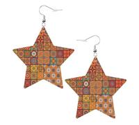 Boucles d'oreilles en cuir blanc tendance pour femme - Groupe léger de motifs géométriques marocains pendentifs bijoux, cadeaux et décorations de fête, taille unique, Cuir