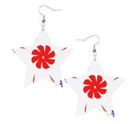 Boucles d'oreilles en cuir blanc tendance pour femme - Huit sens rotation fleur imprimé bijoux pendants, cadeaux de fête, pendentifs simples créoles, One Size, Cuir, Pas de gemme