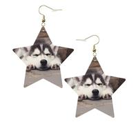 Boucles d'oreilles en cuir blanc tendance pour femme - Husky Dog Print Dangle bijoux, accessoire de mode léger, taille unique, Cuir