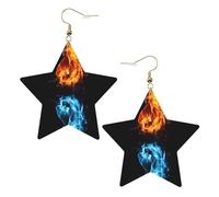Boucles d'oreilles en cuir blanc tendance pour femme - Ice and Fire Boxing Print Dangle Jewelry, léger accessoire de mode, taille unique, Cuir