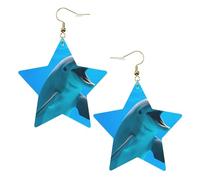 Boucles d'oreilles en cuir blanc tendance pour femme - Joli dauphin imprimé bijoux pendants, pendentifs créoles à la mode légers, taille unique, Cuir
