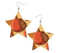 Boucles d'oreilles en cuir blanc tendance pour femme - Joli petit hamster imprimé bijoux, pendentifs créoles à la mode légers, One Size, Cuir, Pas de gemme