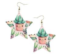 Boucles d'oreilles en cuir blanc tendance pour femme - Jolies plantes succulentes imprimées bijoux, cadeaux de fête, pendentifs simples créoles, One Size, Cuir, Pas de gemme