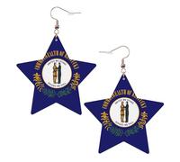 Boucles d'oreilles en cuir blanc tendance pour femme - Kentucky State Flag Print Dangle bijoux, pendentifs créoles à la mode légers, taille unique, Cuir, Pas de gemme