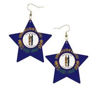 Boucles d'oreilles en cuir blanc tendance pour femme - Kentucky State Flag Print Dangle bijoux, pendentifs créoles à la mode légers, taille unique, Cuir, Pas de gemme